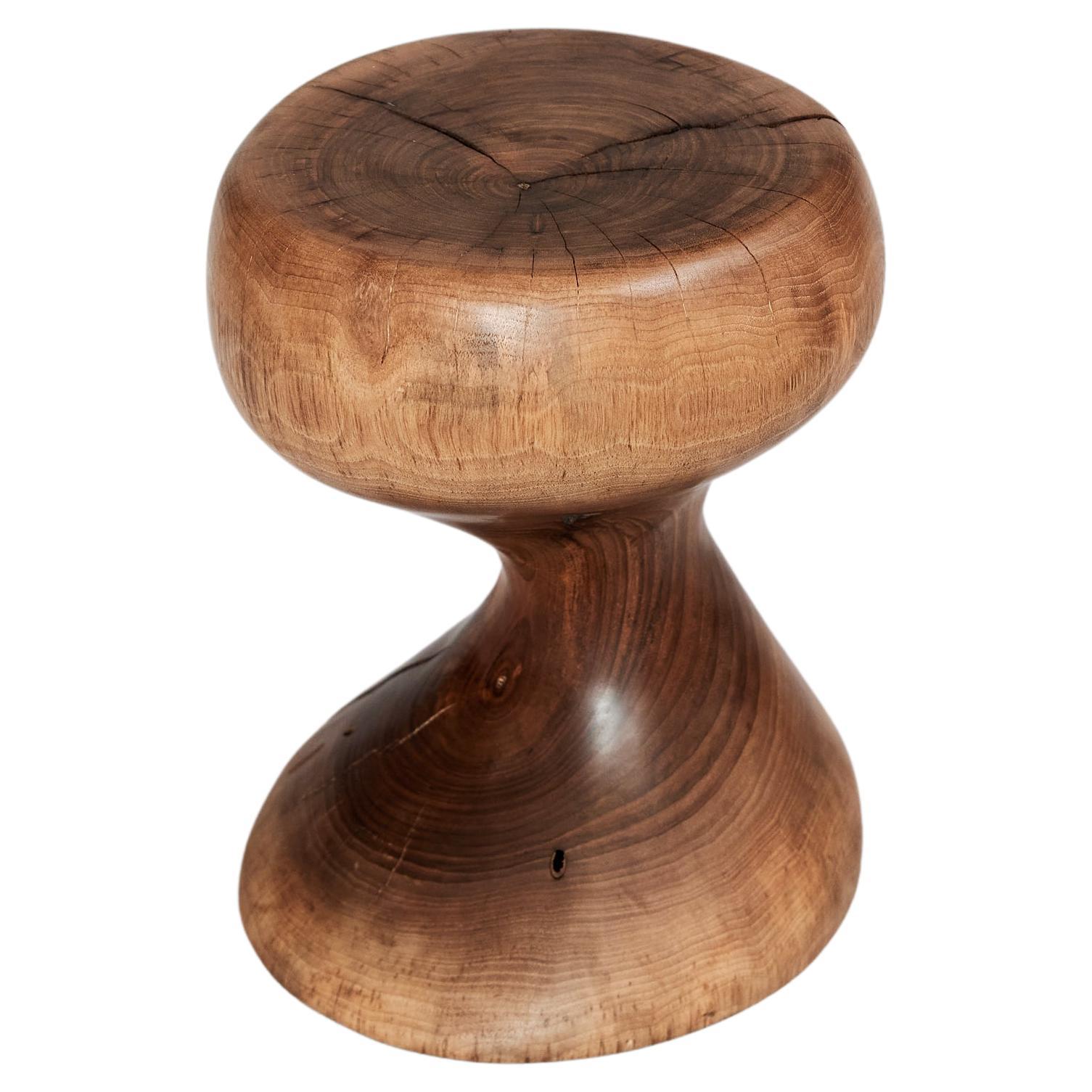 Solid Wood Sculptural Side Table, Original Contemporary Design, Logniture For Sale