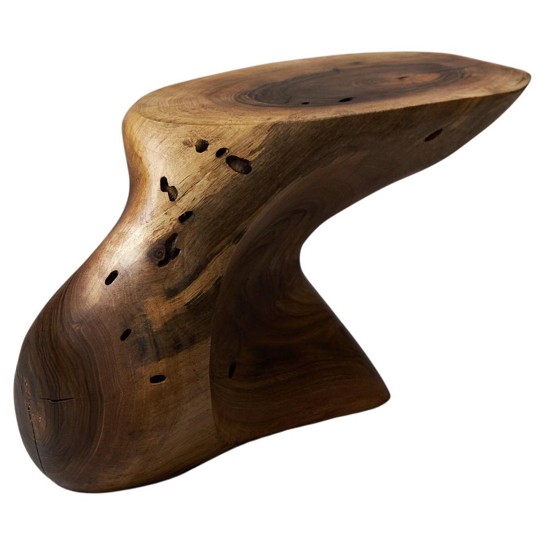 Solid Wood Sculptural Side Table, Original Contemporary Design