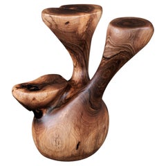 Solid Wood Sculptural Side Table, Original Contemporary Design, Logniture