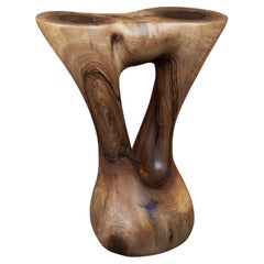 Solid Wood Sculptural Side Table, Original Contemporary Design, Logniture