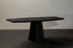Solid Wood Sculpture Base Olive Shaped Tabletop Dining Table by Mirk Woo