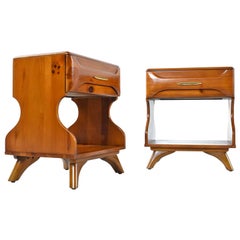 Solid Wood "Sculptured Pine" Nightstand End Tables by Franklin Shockey, 1950s