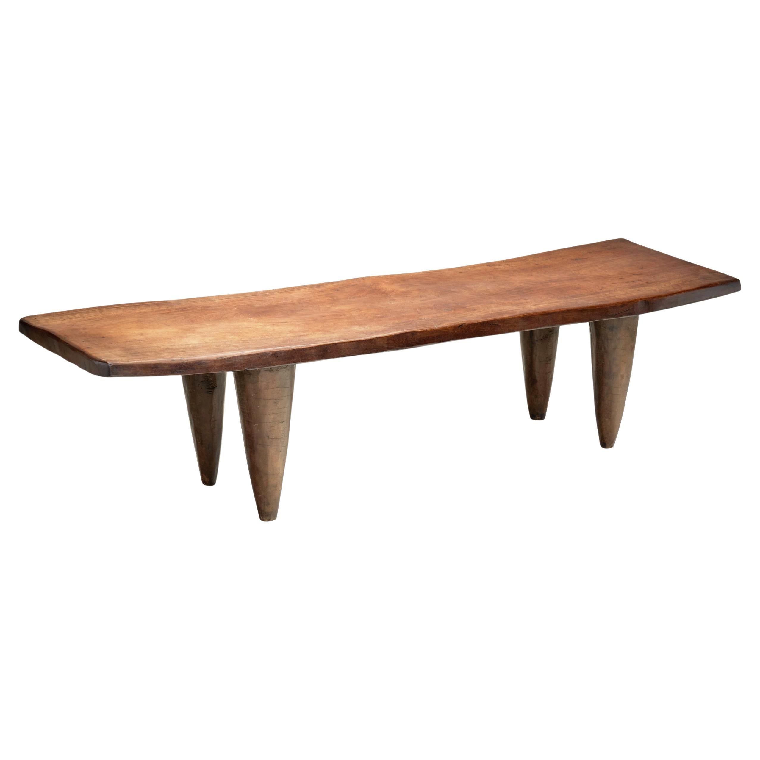 Solid Wood Senufo Bench, Ivory Coast Mid-20th Century