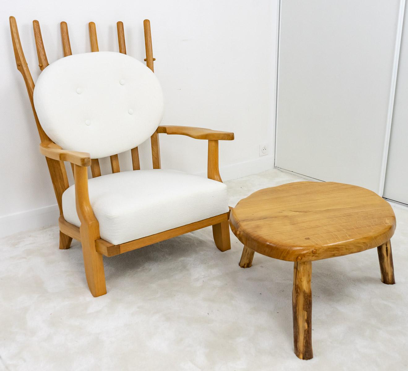 Solid Wood Set - Stools & Table - Jean Prouvé & Pierre Janneret - Period: XXth For Sale 1