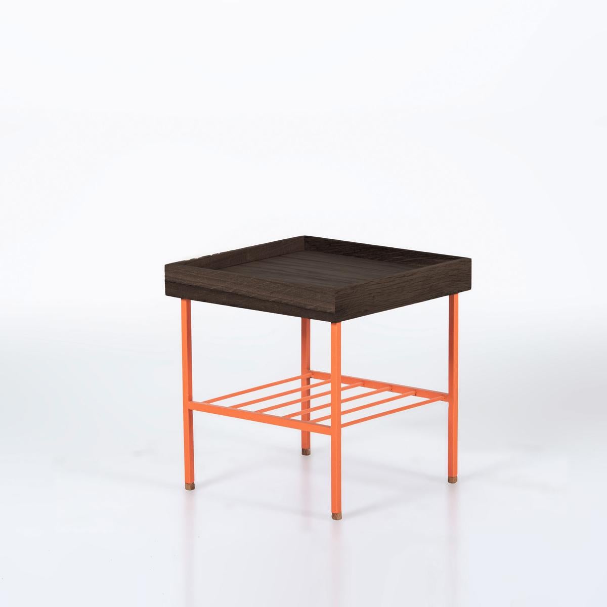 The EDGE Series solid wood short side table / plant stand is a compact and elegant piece designed for modern living. Handcrafted from 100% solid oak, it showcases the natural grain, texture, and warm tone of the wood, making each piece truly