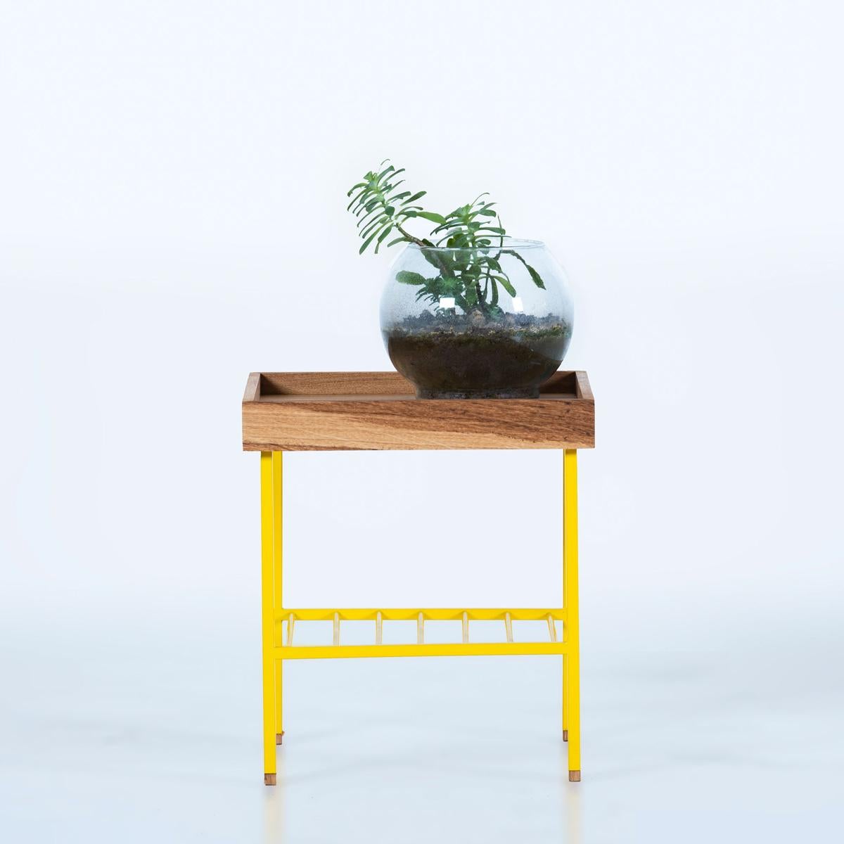 Hand-Crafted Solid Wood Short Side Table / Plant Stand – EDGE Series For Sale