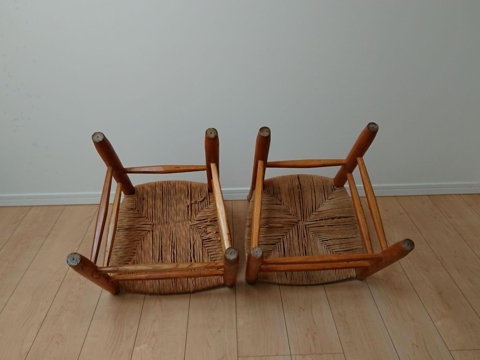 20th Century Solid Wood Side Chairs N゜19 ‘’ Bauche’’ from Bcb, Designed by Perriand 'Pair' For Sale