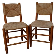 Solid Wood Side Chairs N゜19 ‘’ Bauche’’ from Bcb, Designed by Perriand 'Pair'