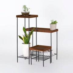 Set di tavolini in legno massiccio / portapiante - Serie EDGE, con gambe in metallo