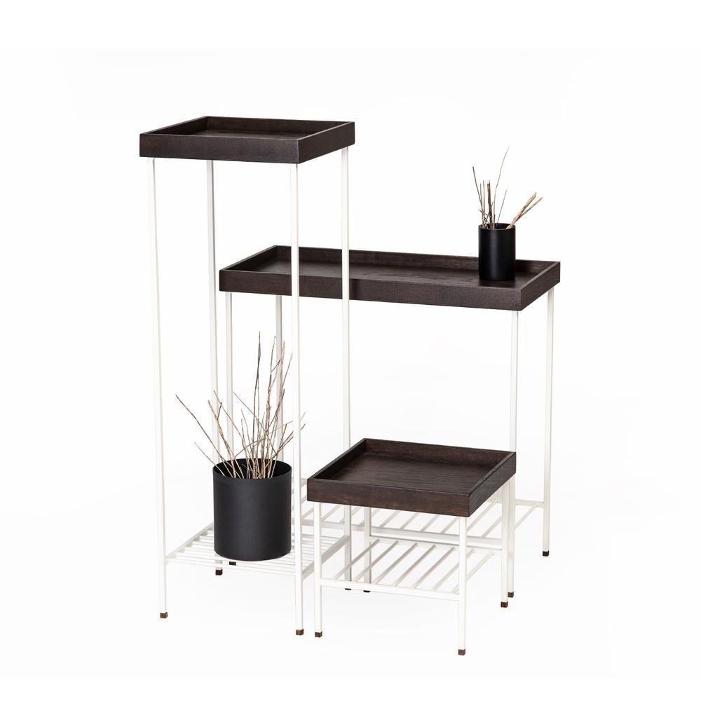 L'ensemble table d'appoint et porte-plantes en chêne massif, moderne et élégant, de la Collection Eleg S est une collection de meubles unique offrant des solutions polyvalentes pour les espaces de vie contemporains. Façonné par la perspective