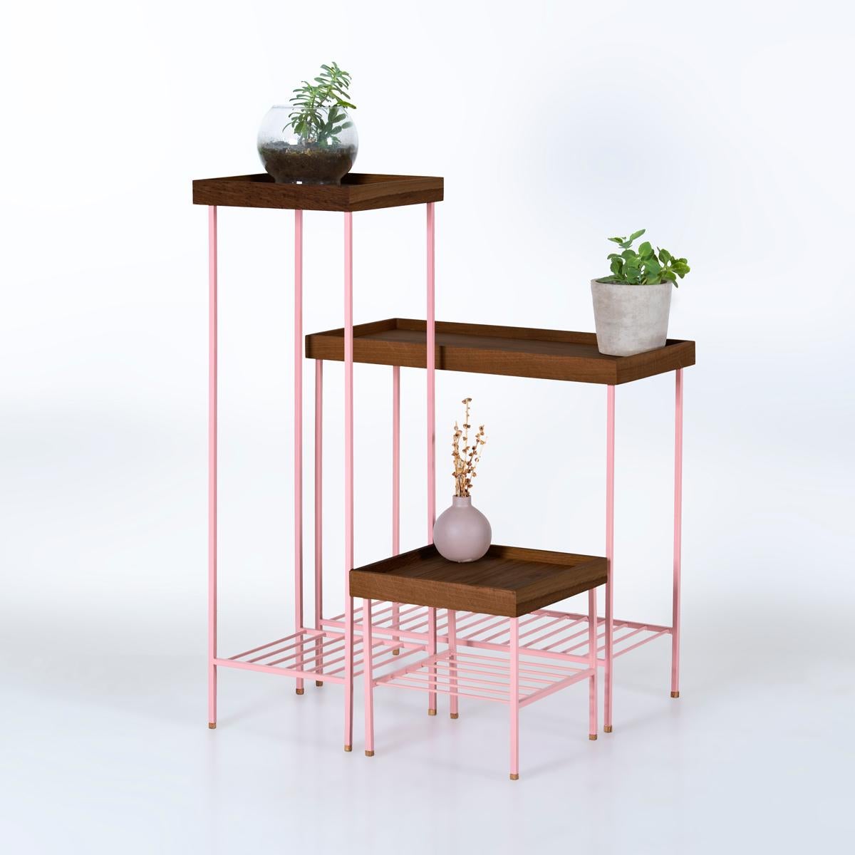 Turc Ensemble table d'appoint / Plant Stand en Wood Wood - Série EDGE, avec pieds en métal en vente