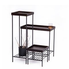 Solid Wood Side Table / Plant Stand Set – EDGE Series, with Metal Legs