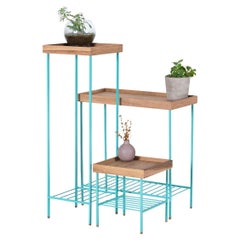 Solid Wood Side Table / Plant Stand Set – EDGE Series, with Metal Legs