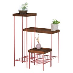 Solid Wood Side Table / Plant Stand Set – EDGE Series, with Metal Legs