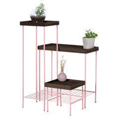 Massivholz Beistelltisch/Pflanzenständer Set - EDGE Serie, mit Metallbeinen