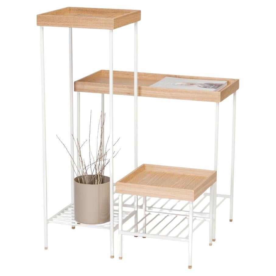 Massivholz Beistelltisch/Pflanzenständer Set - EDGE Serie, mit Metallbeinen