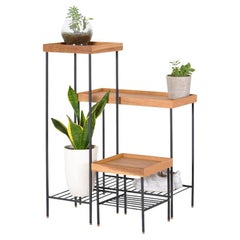 Solid Wood Side Table / Plant Stand Set – EDGE Series, with Metal Legs