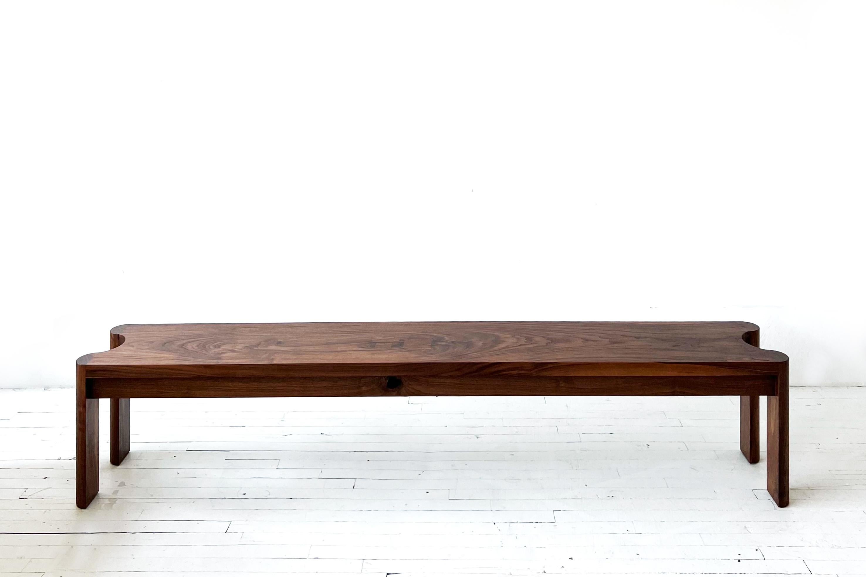 The Sine bench is part of our Sine collection. Inspired by an audio sine wave, this piece uses both its curved ends and flat top to showcase the natural beauty of the material. 