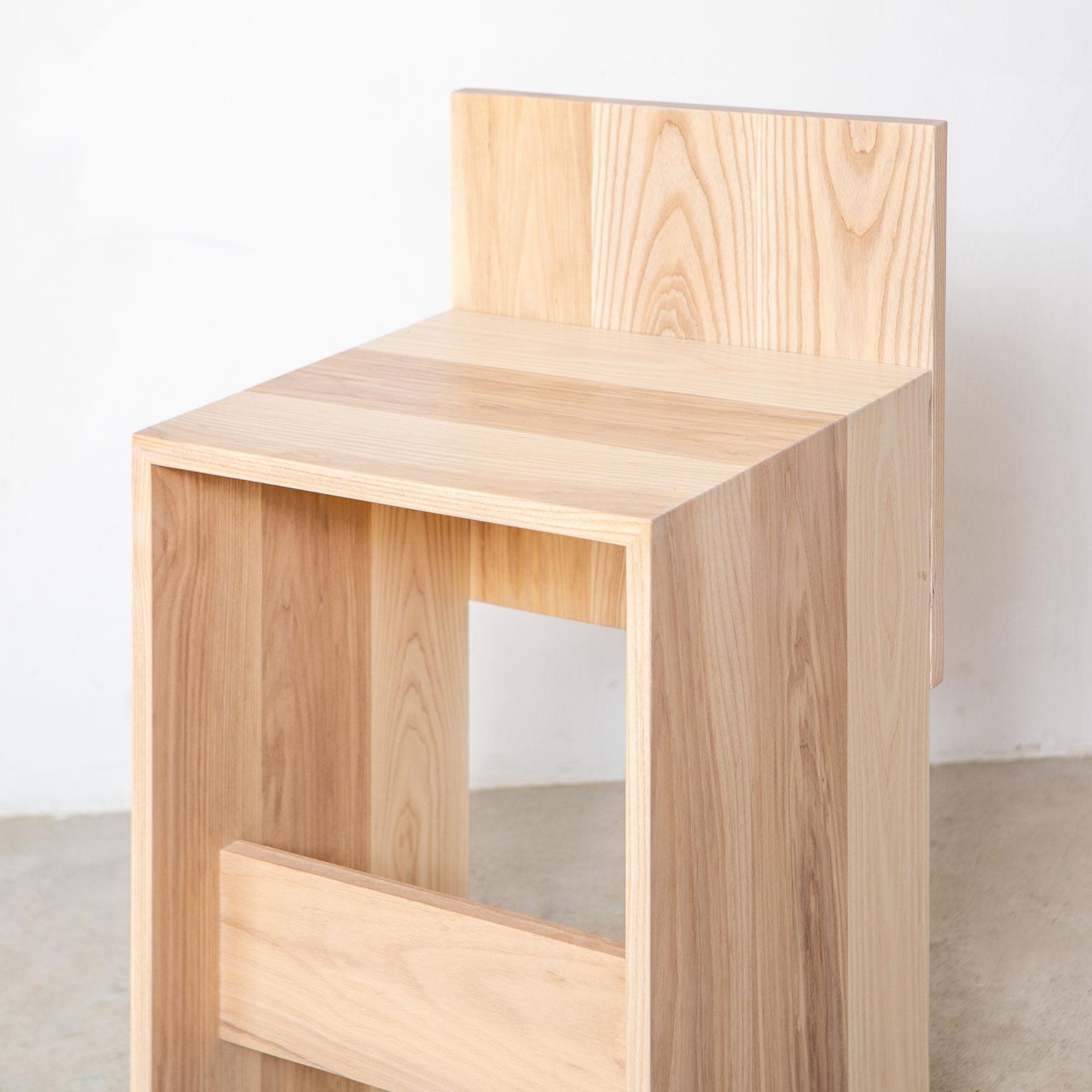 Oiled Solid Wood Slab Counter Stool For Sale