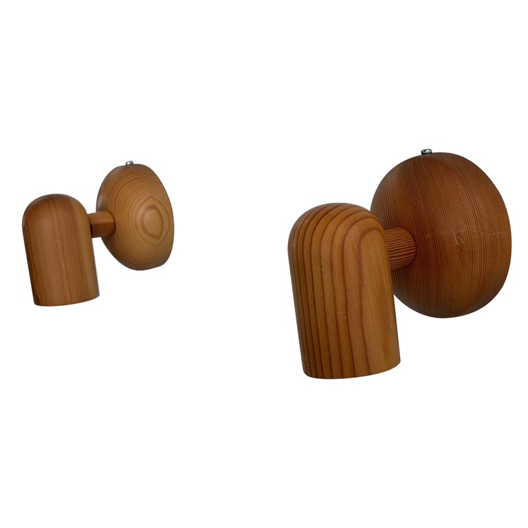 Solid Wood Small Pair of Sconces by Hustadt Leuchten, 1970s, Germany