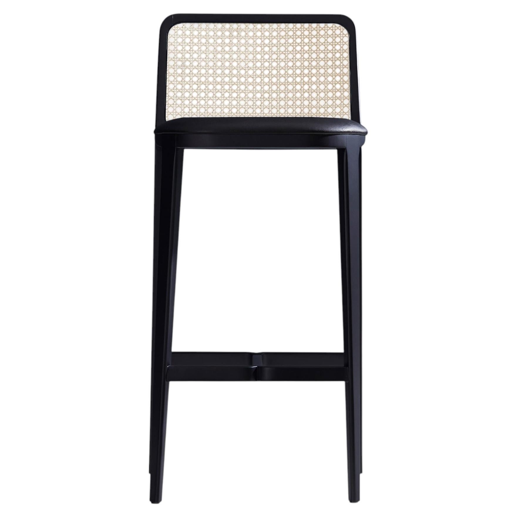 Solid Wood Stool by Simonini, Black Ebonized Finish, Custom Height