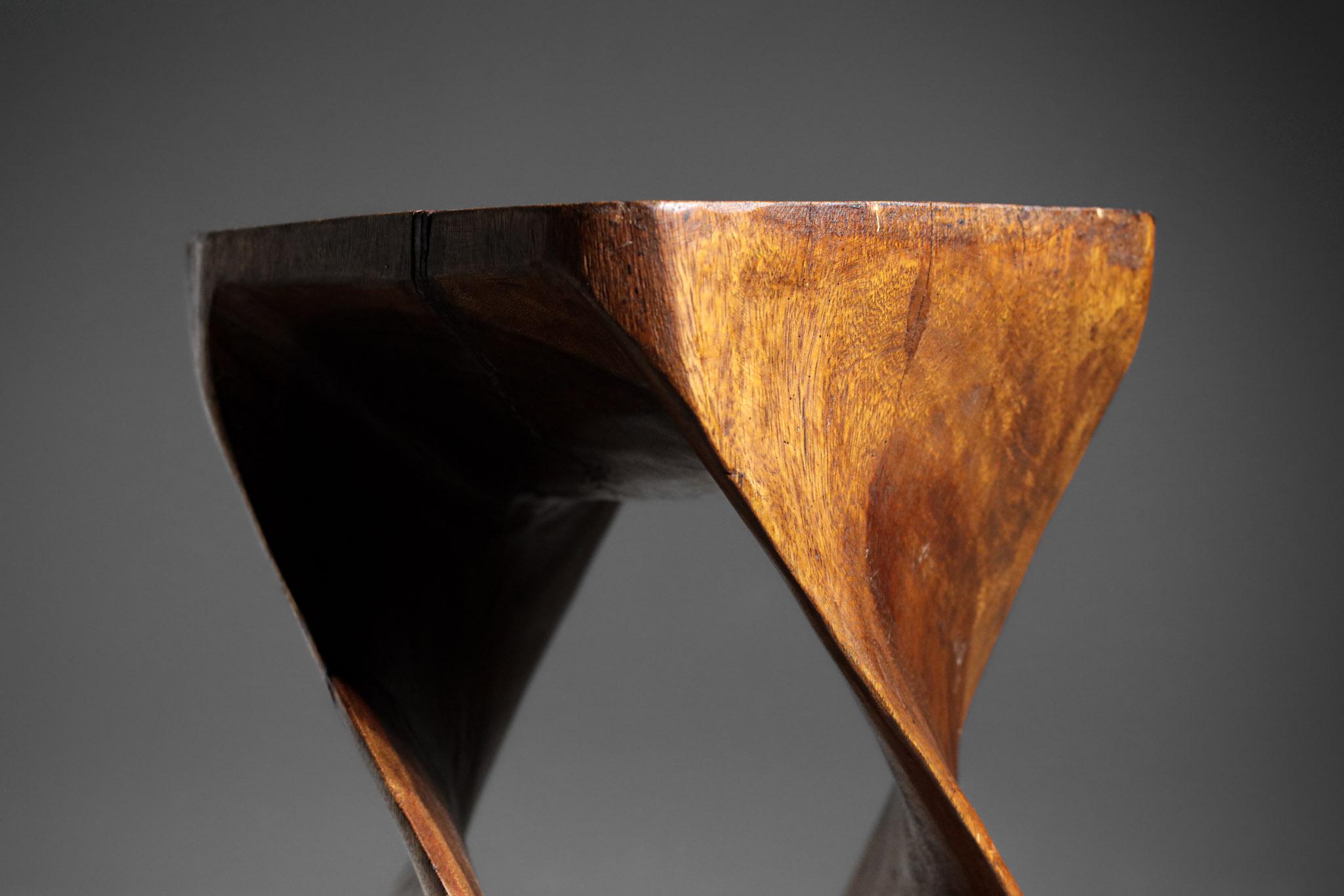Organic Modern Solid Wood Stool Carved in the Brazilian Style by Zanine Caldas, 1960s