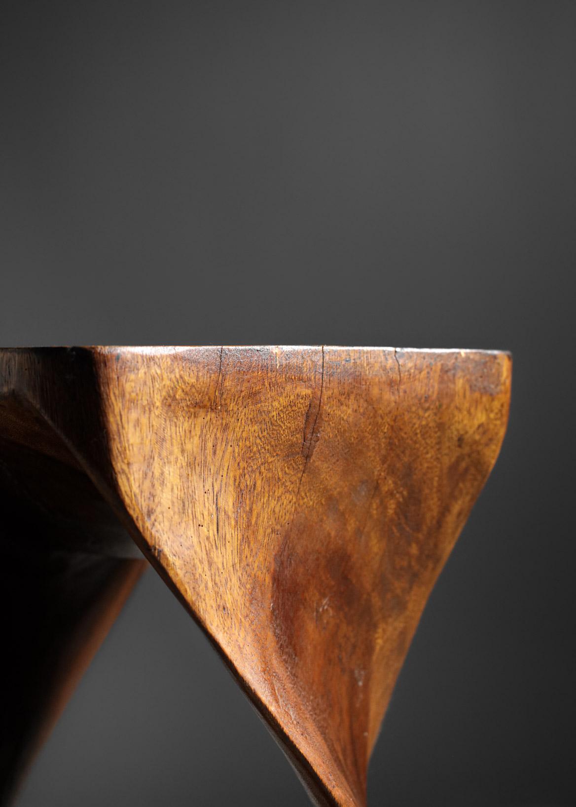 Solid Wood Stool Carved in the Brazilian Style by Zanine Caldas, 1960s 2