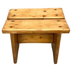 Solid wood stool, crafted in the 1950s-70s, in the style of Charlotte Perriand.