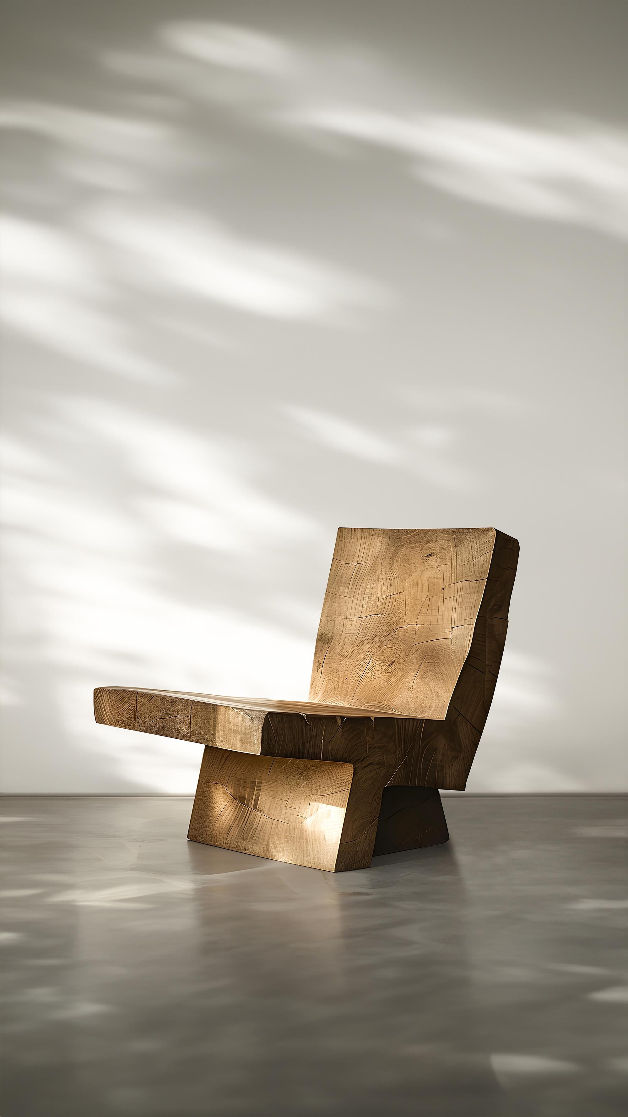 Hand-Crafted Solid Wood Chair Minimalist Design Muted by Joel Escalona No15 For Sale