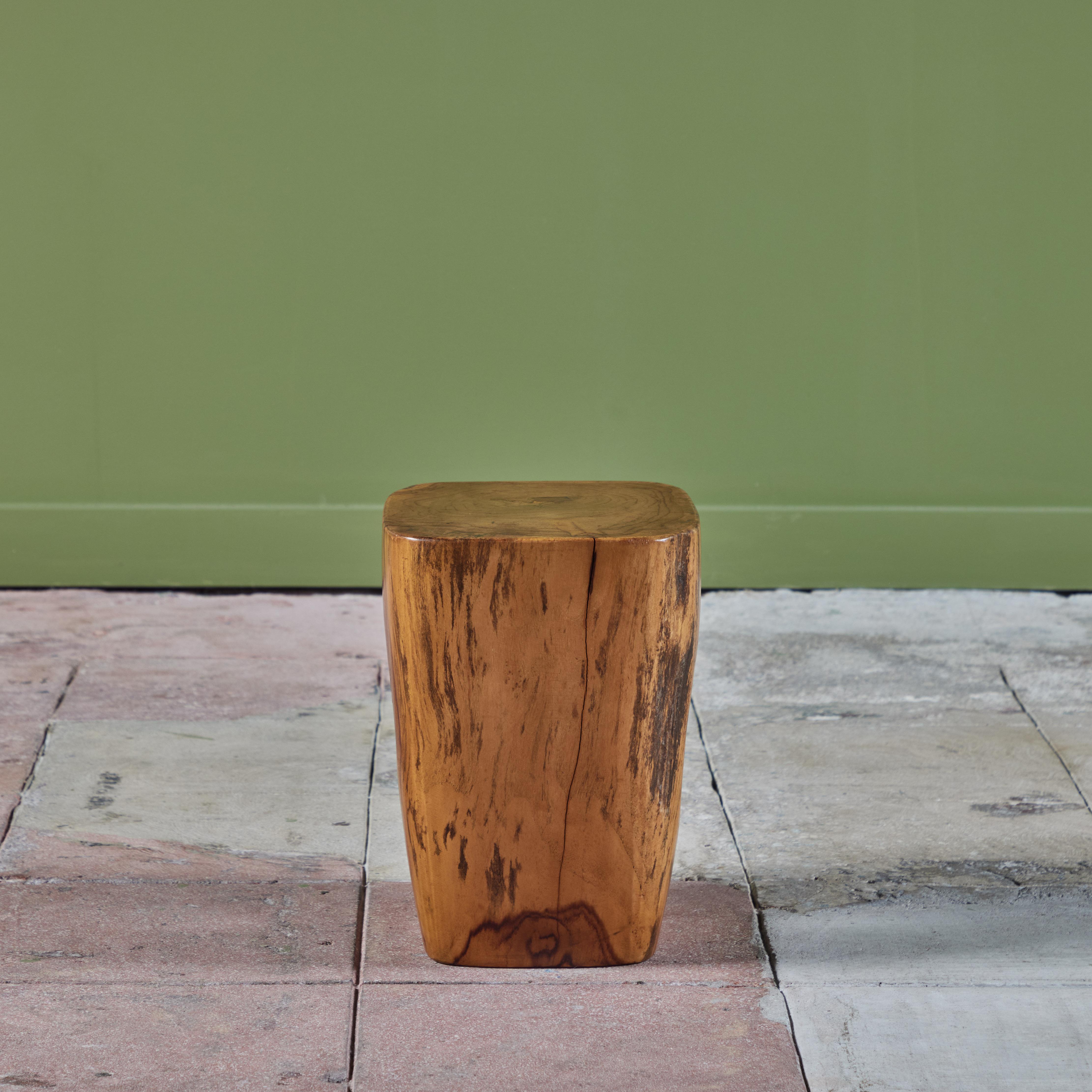 American Solid Wood Stool Side Table with Cutout Detail For Sale