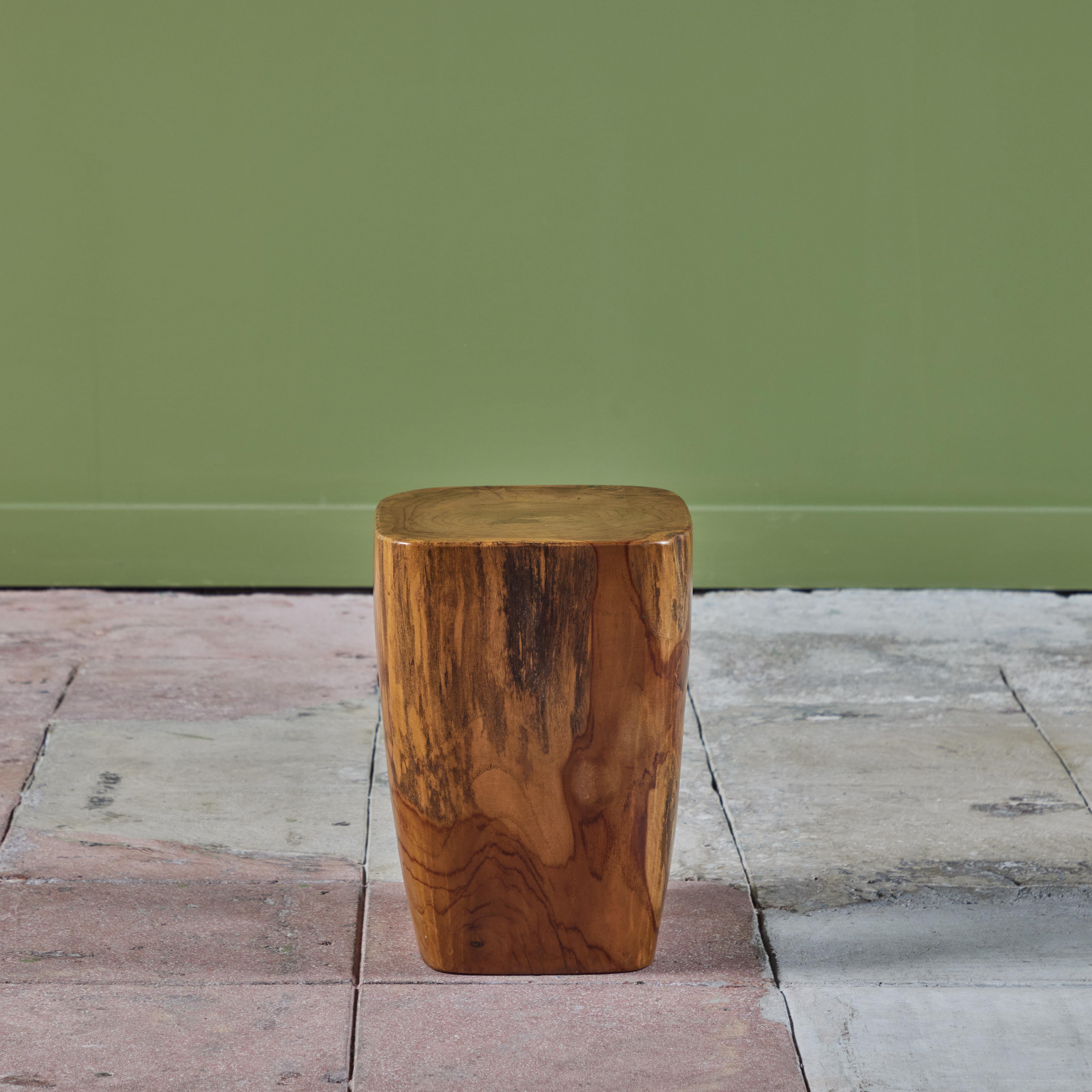 Solid Wood Stool Side Table with Cutout Detail For Sale 1