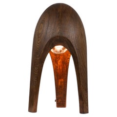 Solid Wood Table Lamp Mid-Century Modern Sculpted Lighting Living Room, Guardian