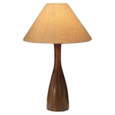Solid Wood Table Lamp with Fabric Shade, Europe 1960s