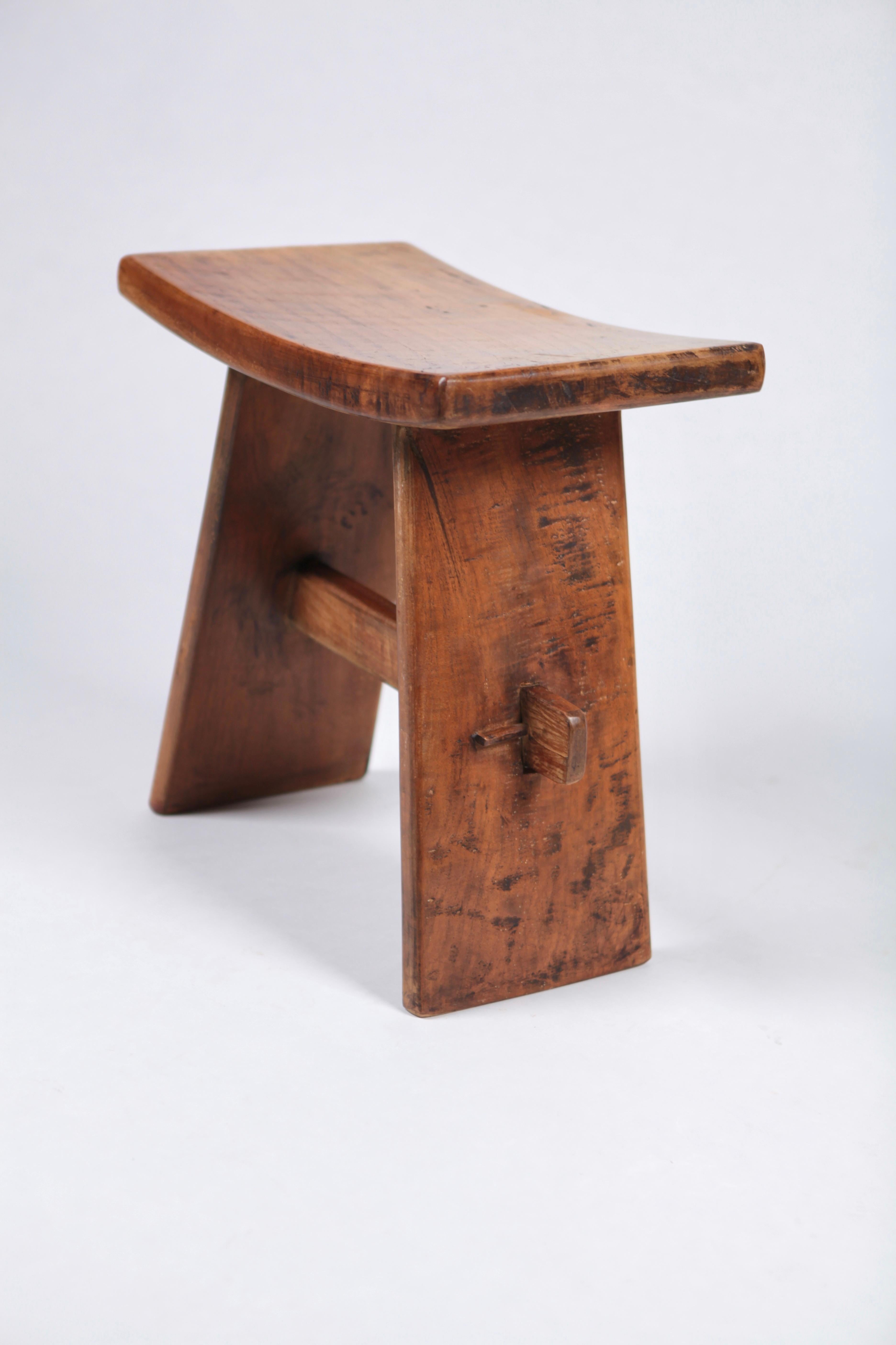 Solid Wood Tabouret from the French Savoy Alps, 1960s 4