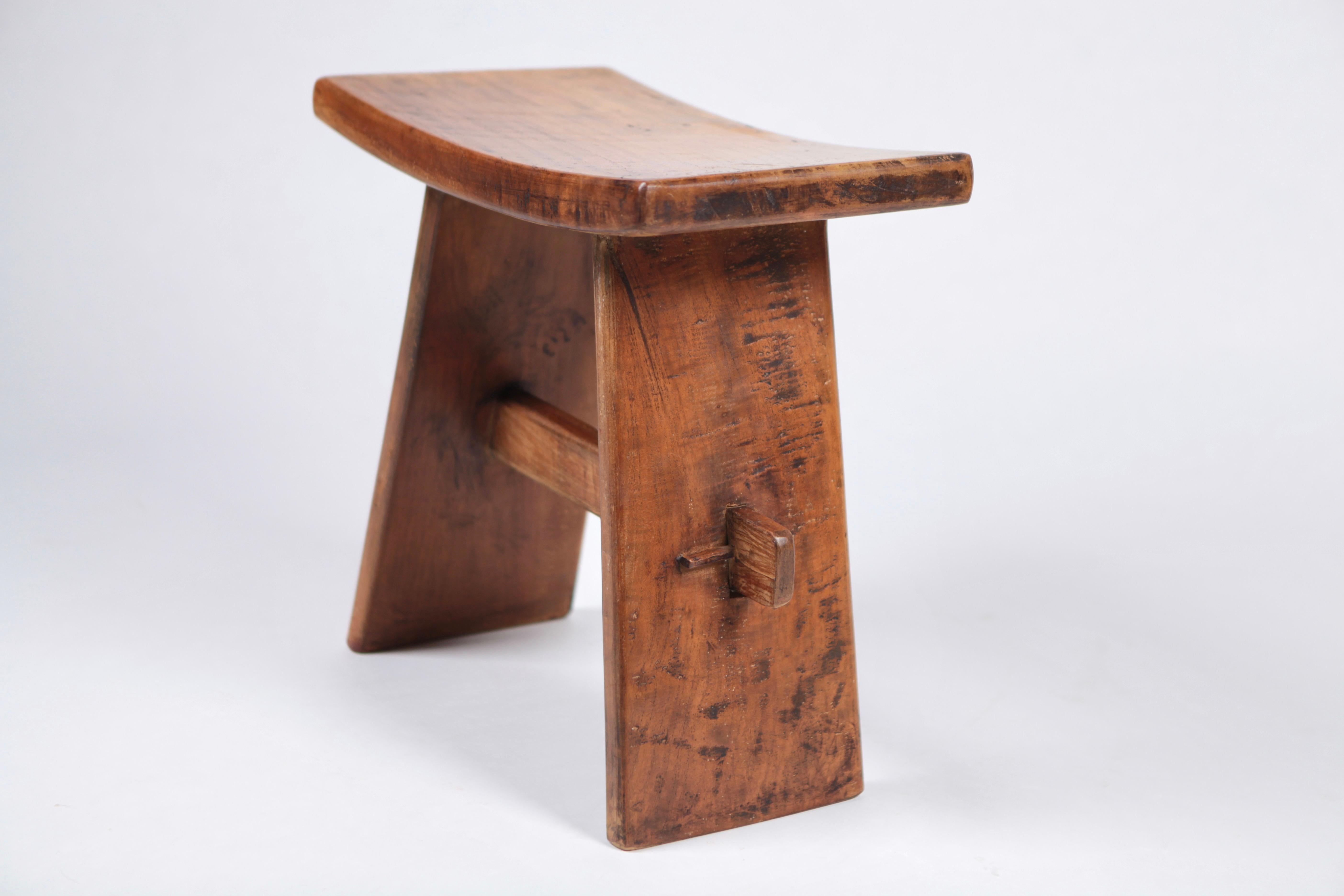 Solid Wood Tabouret from the French Savoy Alps, 1960s 5