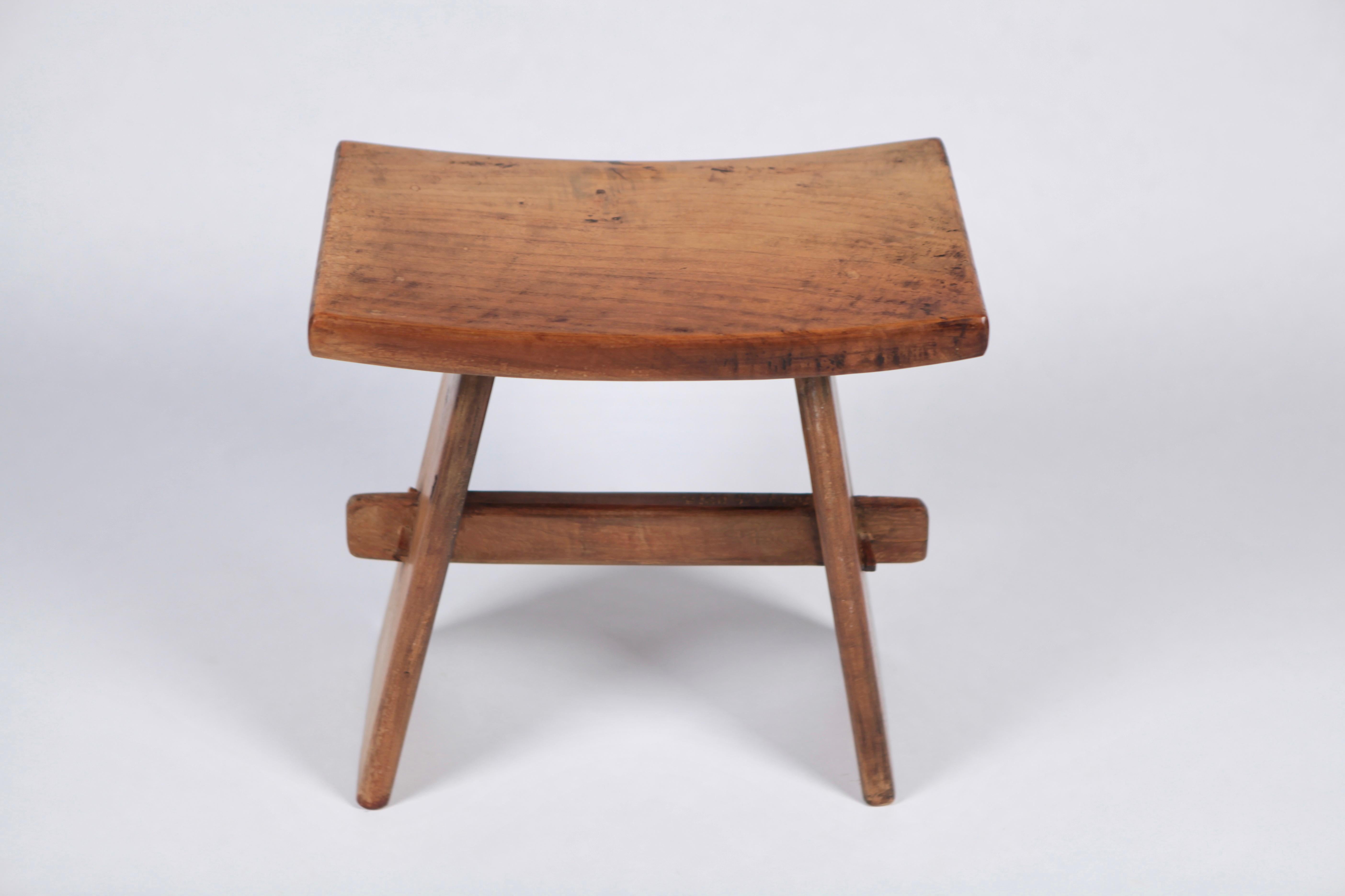 A great stool in solid hard wood from the French Savoy mountain region.
Absolutely stable and fantastic patina, executed in the 1960s.
  