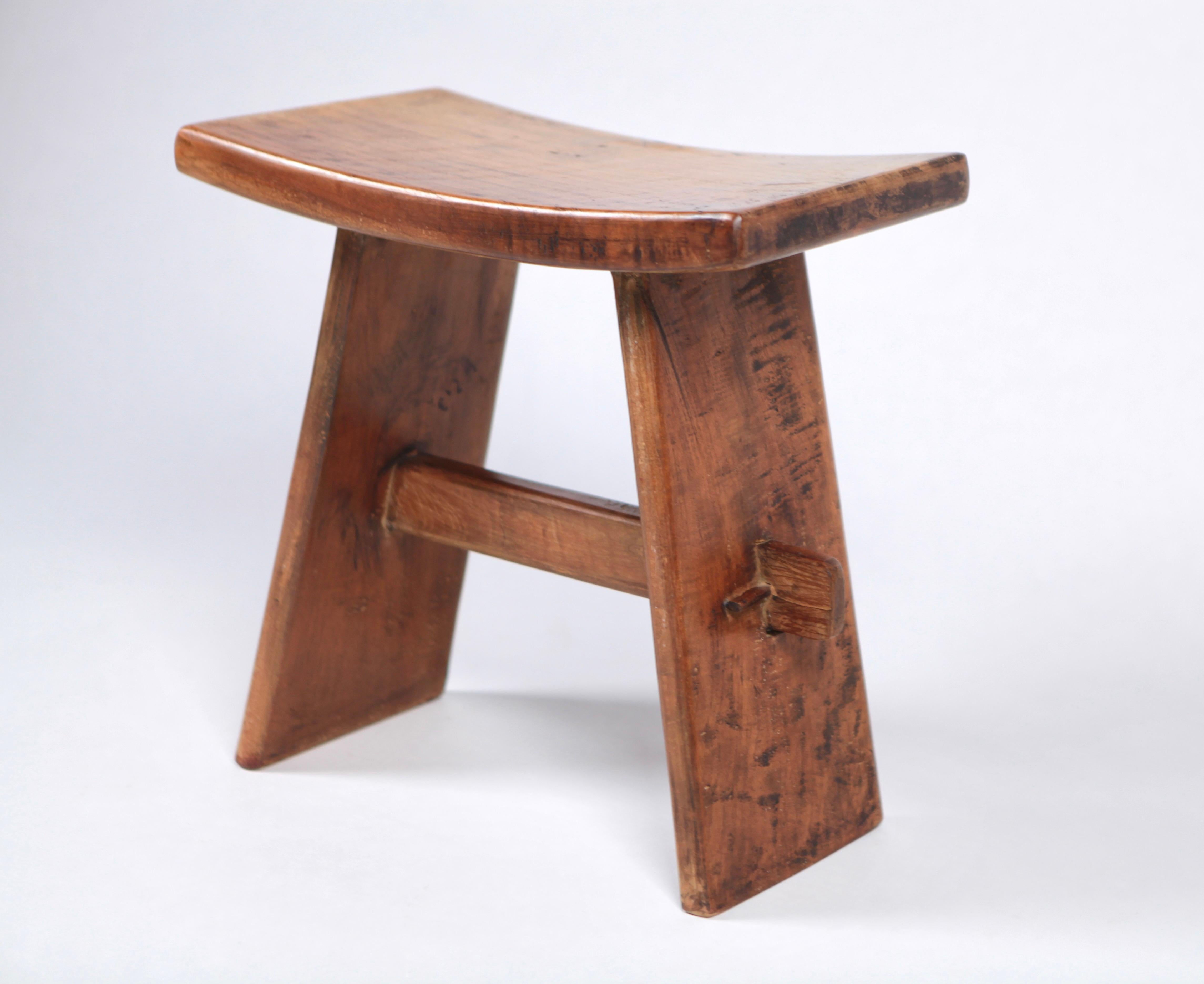 Rustic Solid Wood Tabouret from the French Savoy Alps, 1960s