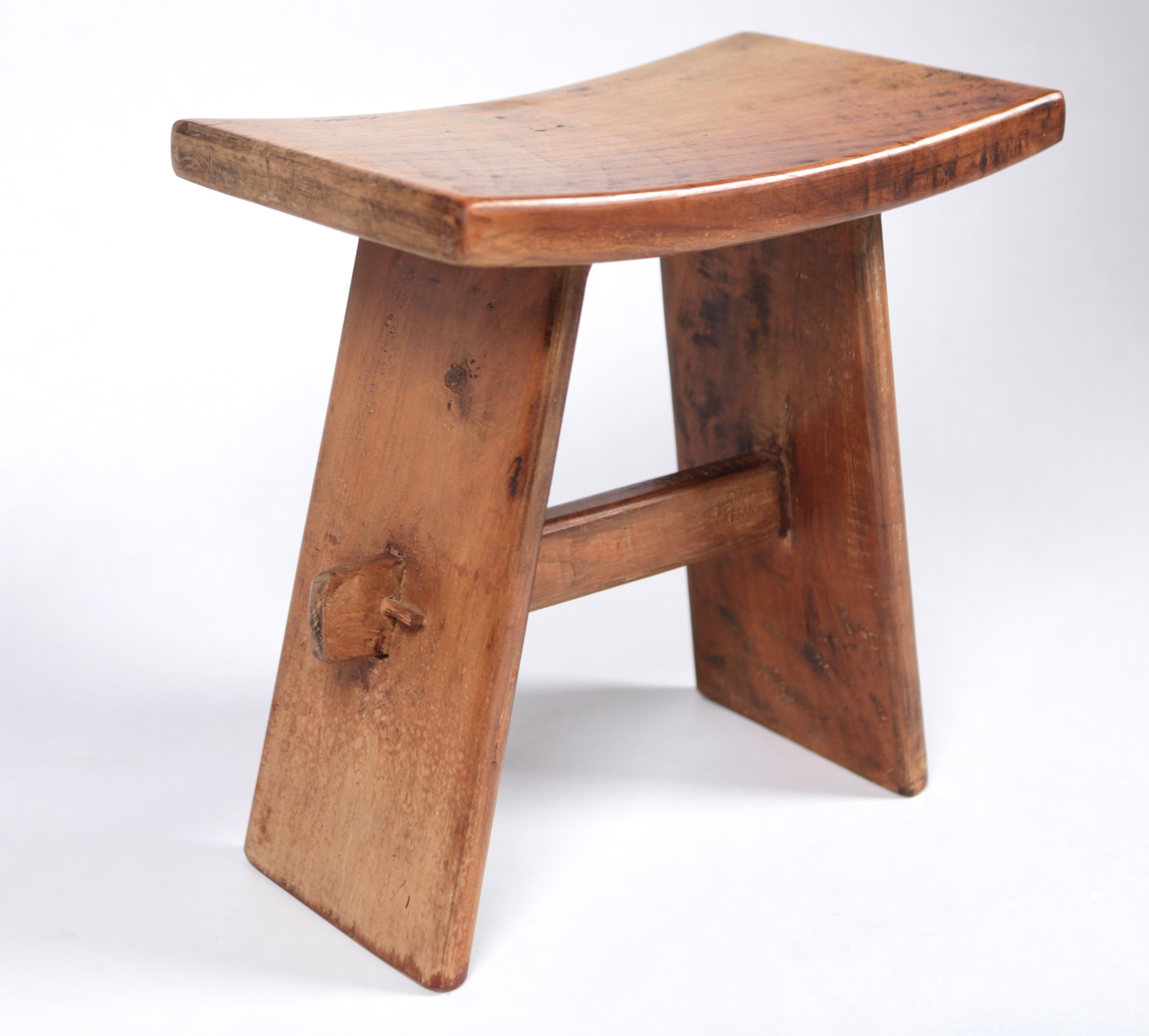 Solid Wood Tabouret from the French Savoy Alps, 1960s In Good Condition In Berlin, DE