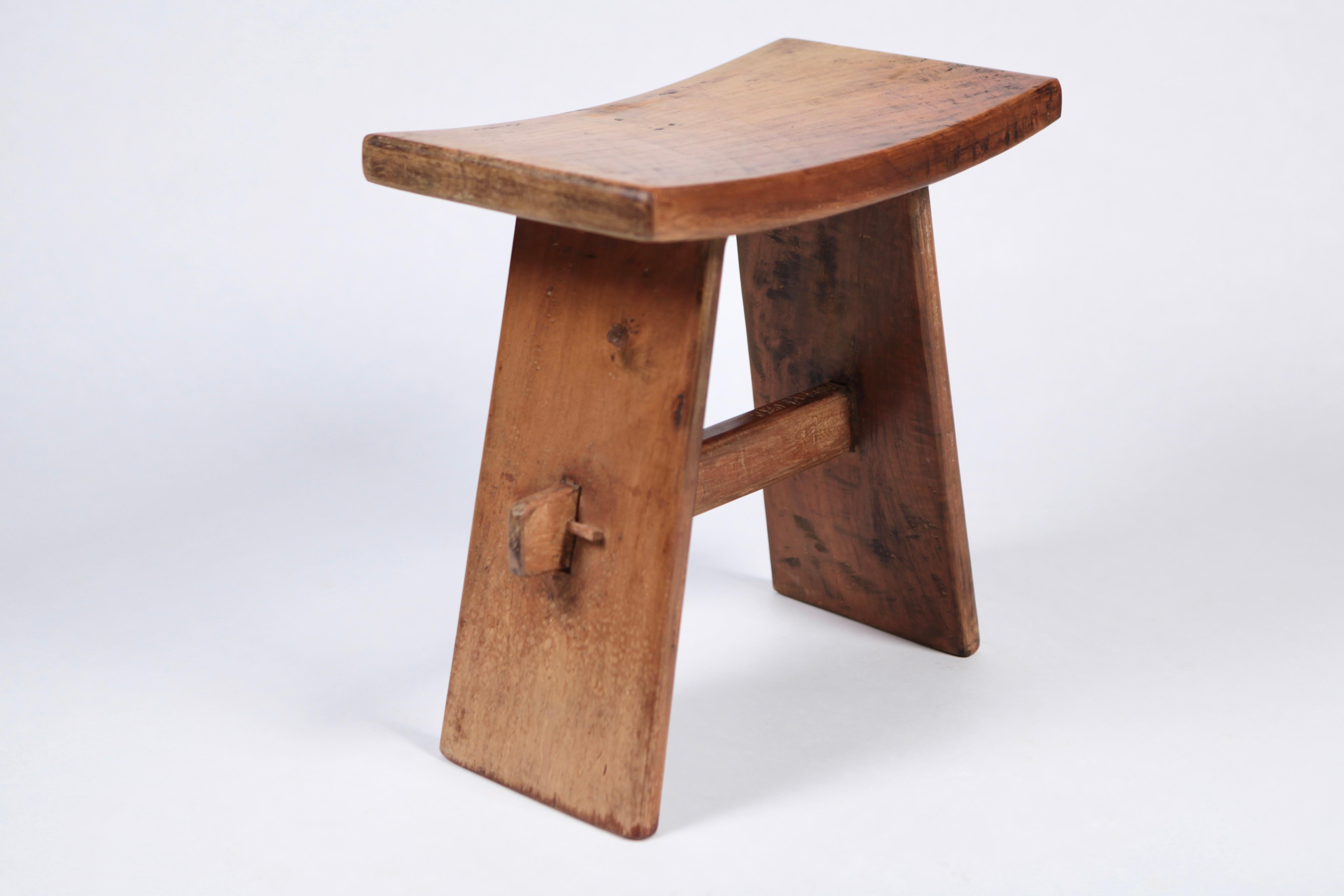 Solid Wood Tabouret from the French Savoy Alps, 1960s 1
