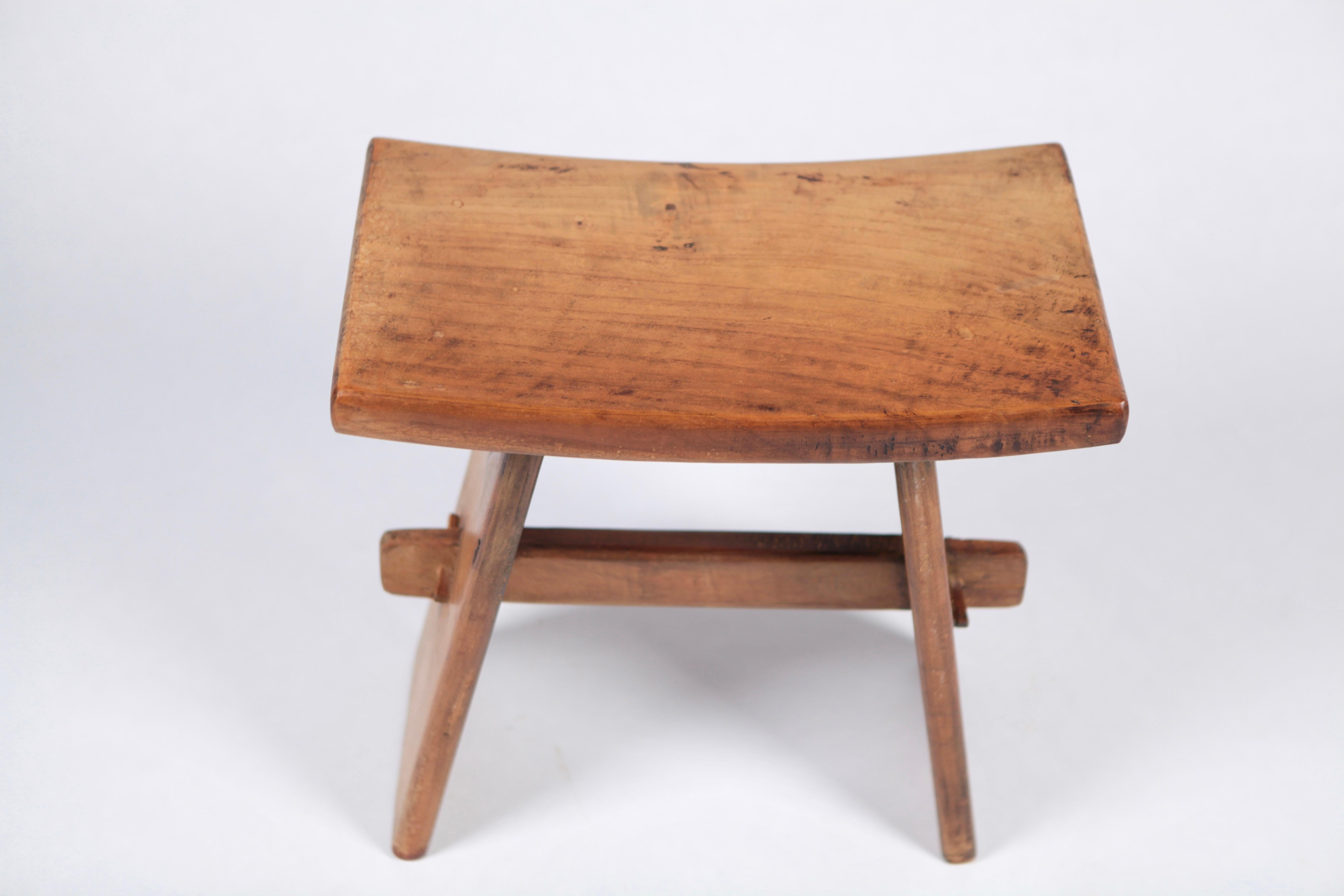Solid Wood Tabouret from the French Savoy Alps, 1960s 3