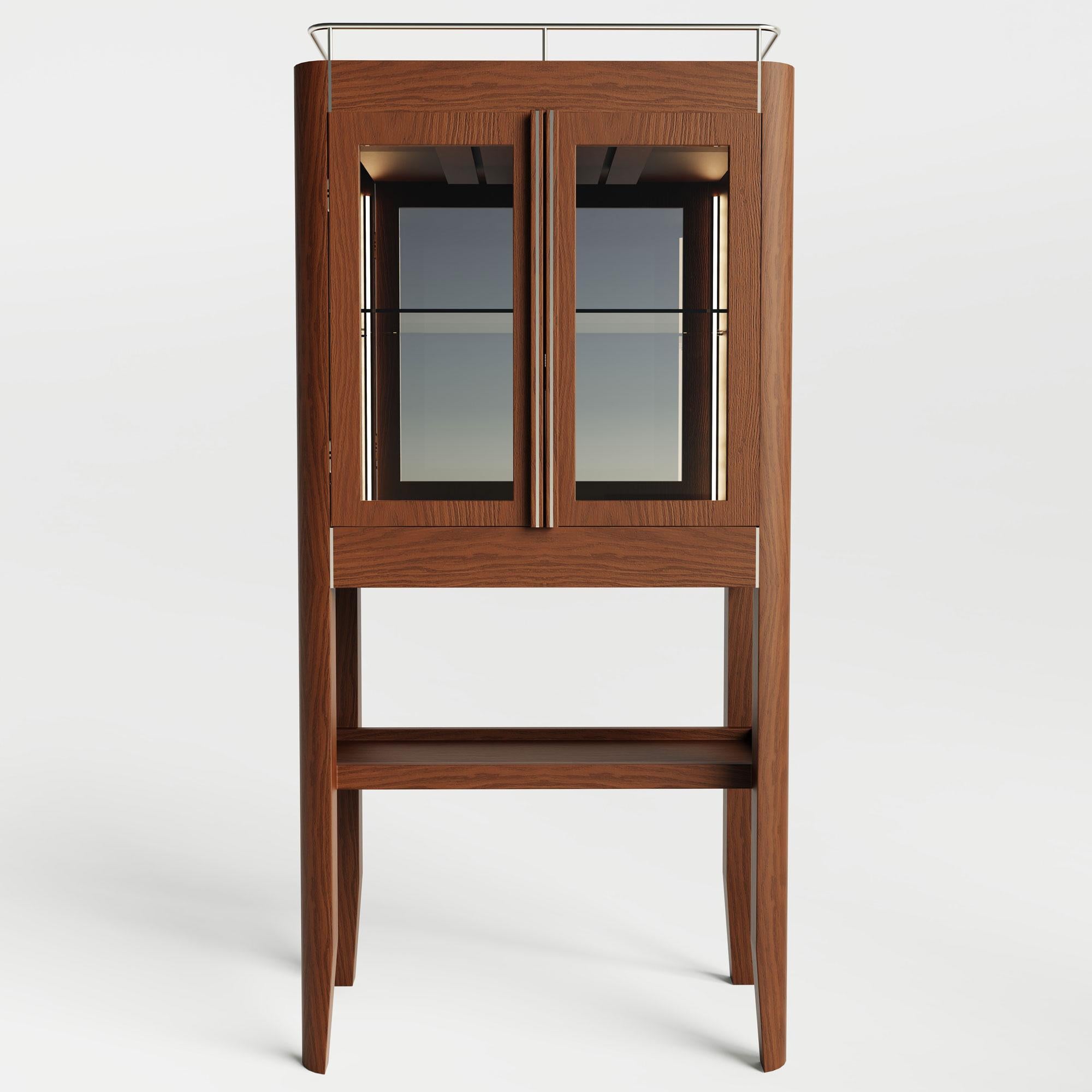 Hand-Crafted Solid Wood Tall Liquor / Cocktail Cabinet – CASABLANCA High Showcase Series For Sale