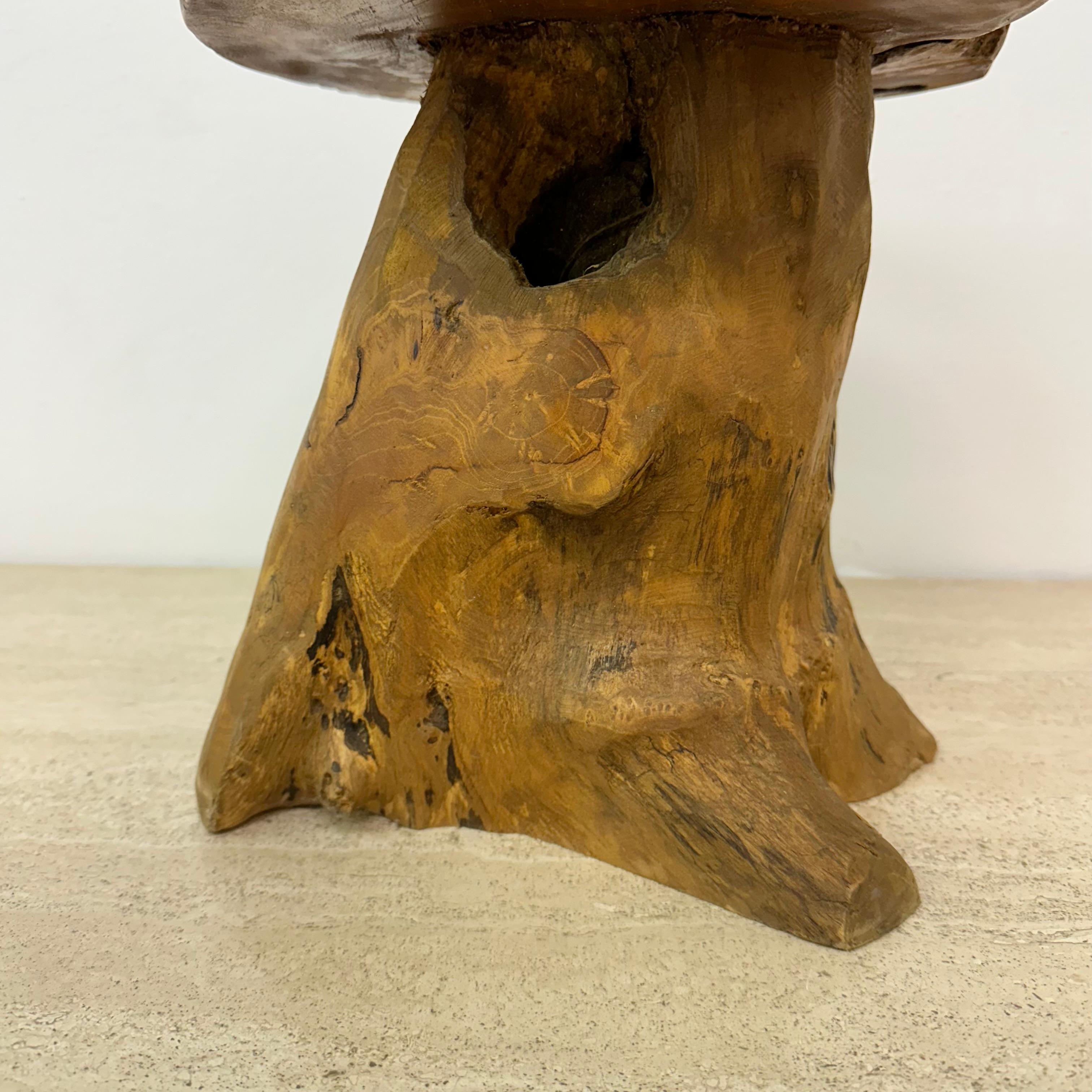 Solid wood tree side table , 1970s 3