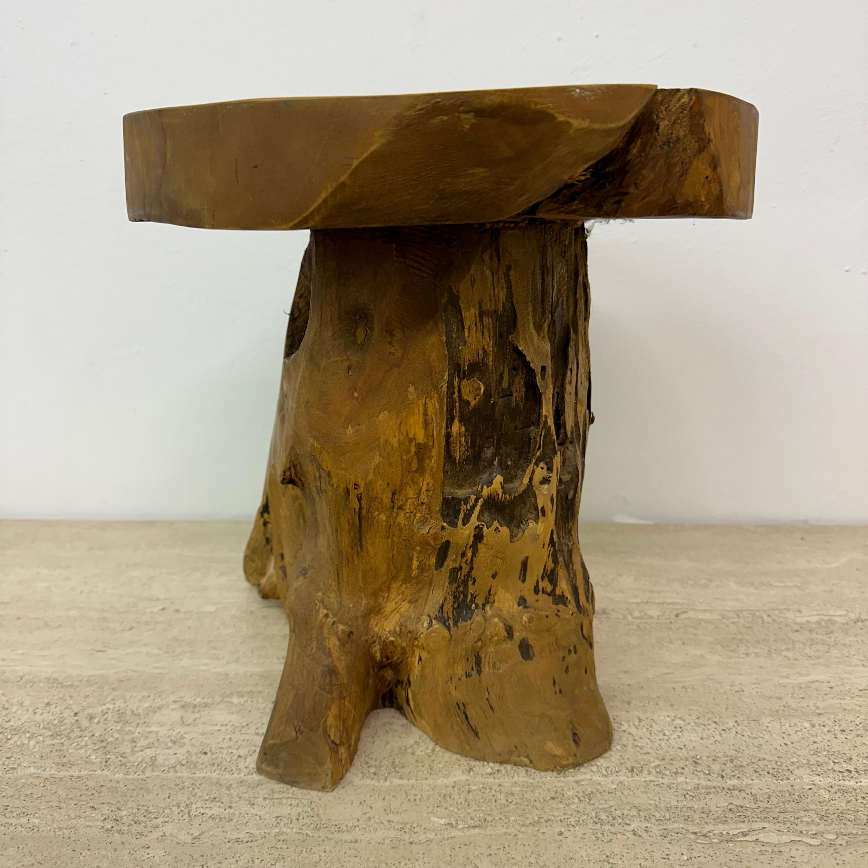 Solid wood tree side table , 1970s 4