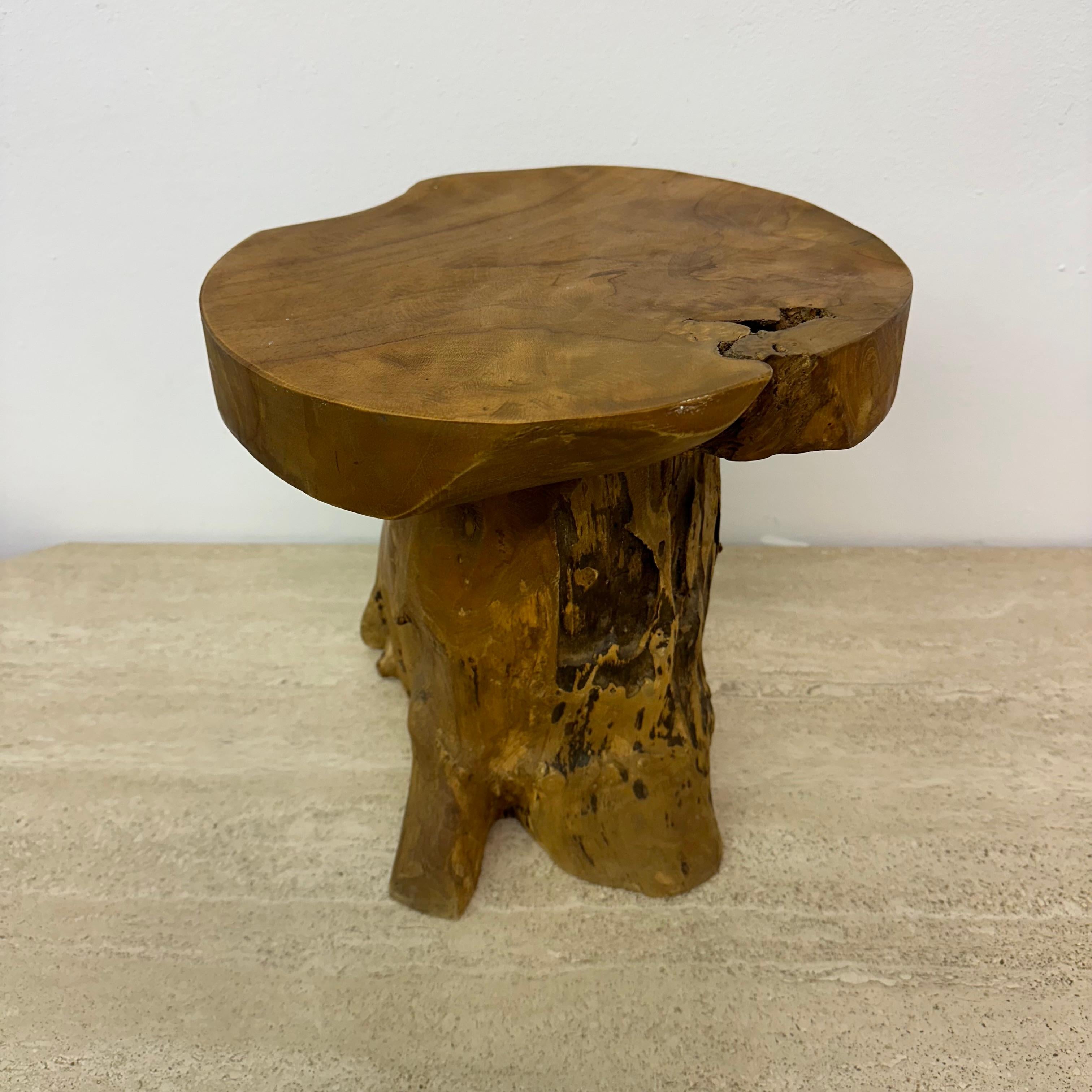 Solid wood tree side table , 1970s 5