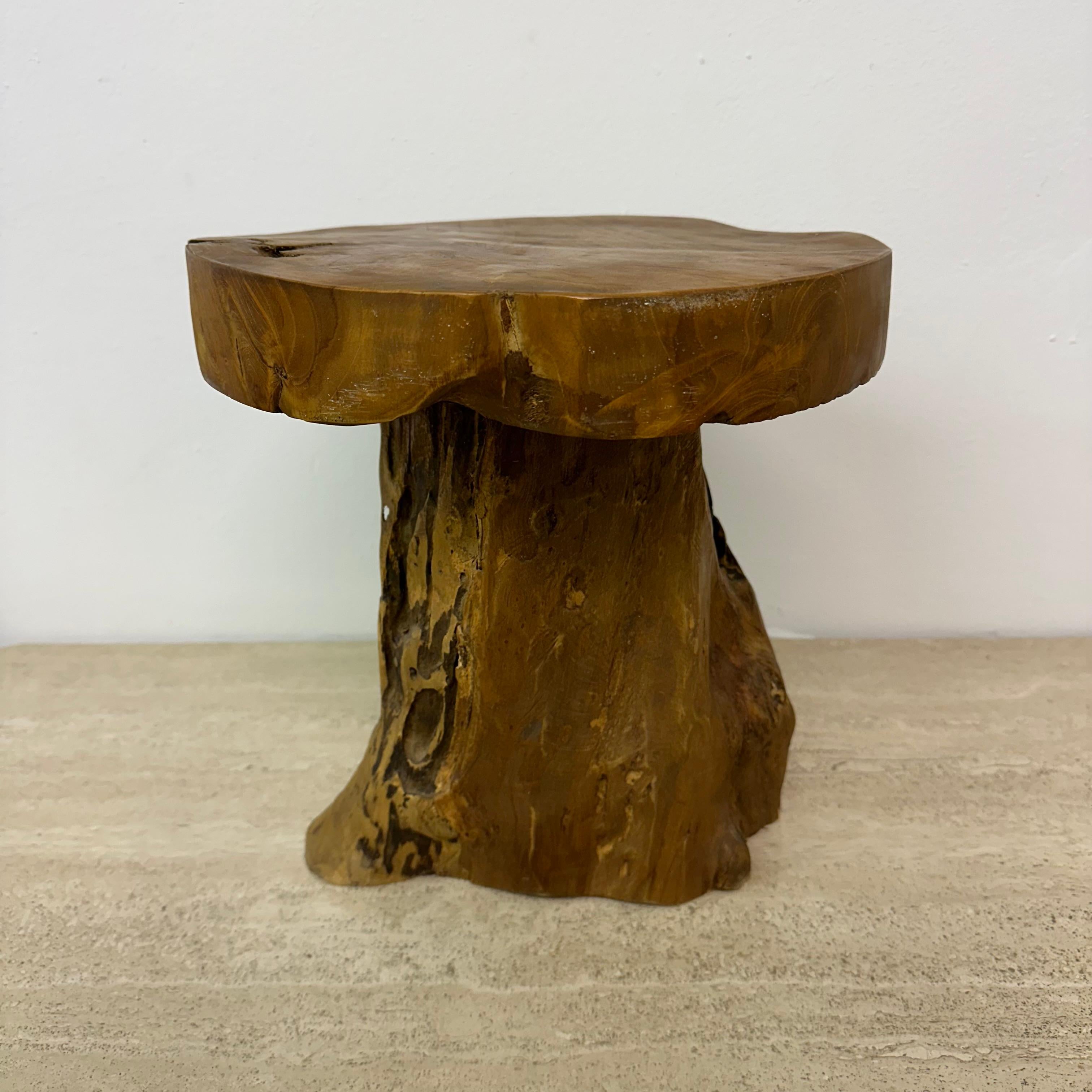 Solid wood tree side table , 1970s 6