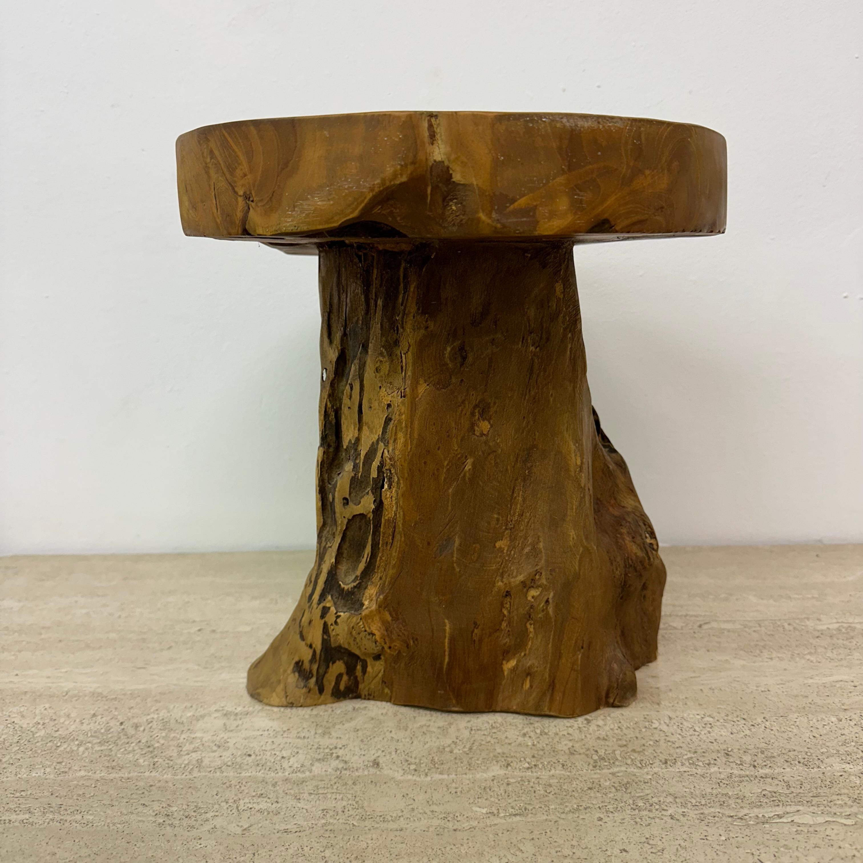 Solid wood tree side table , 1970s 7