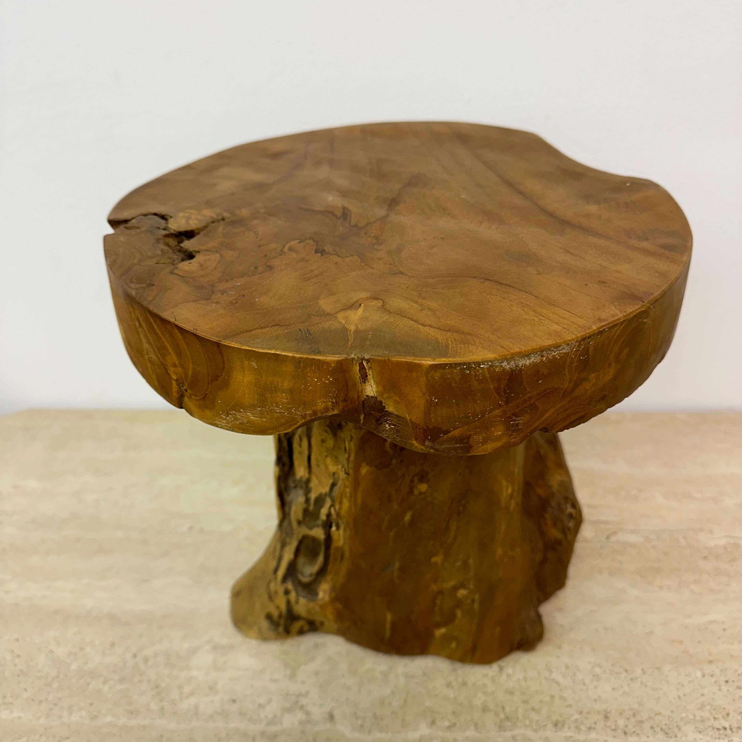 Solid wood tree side table , 1970s 8