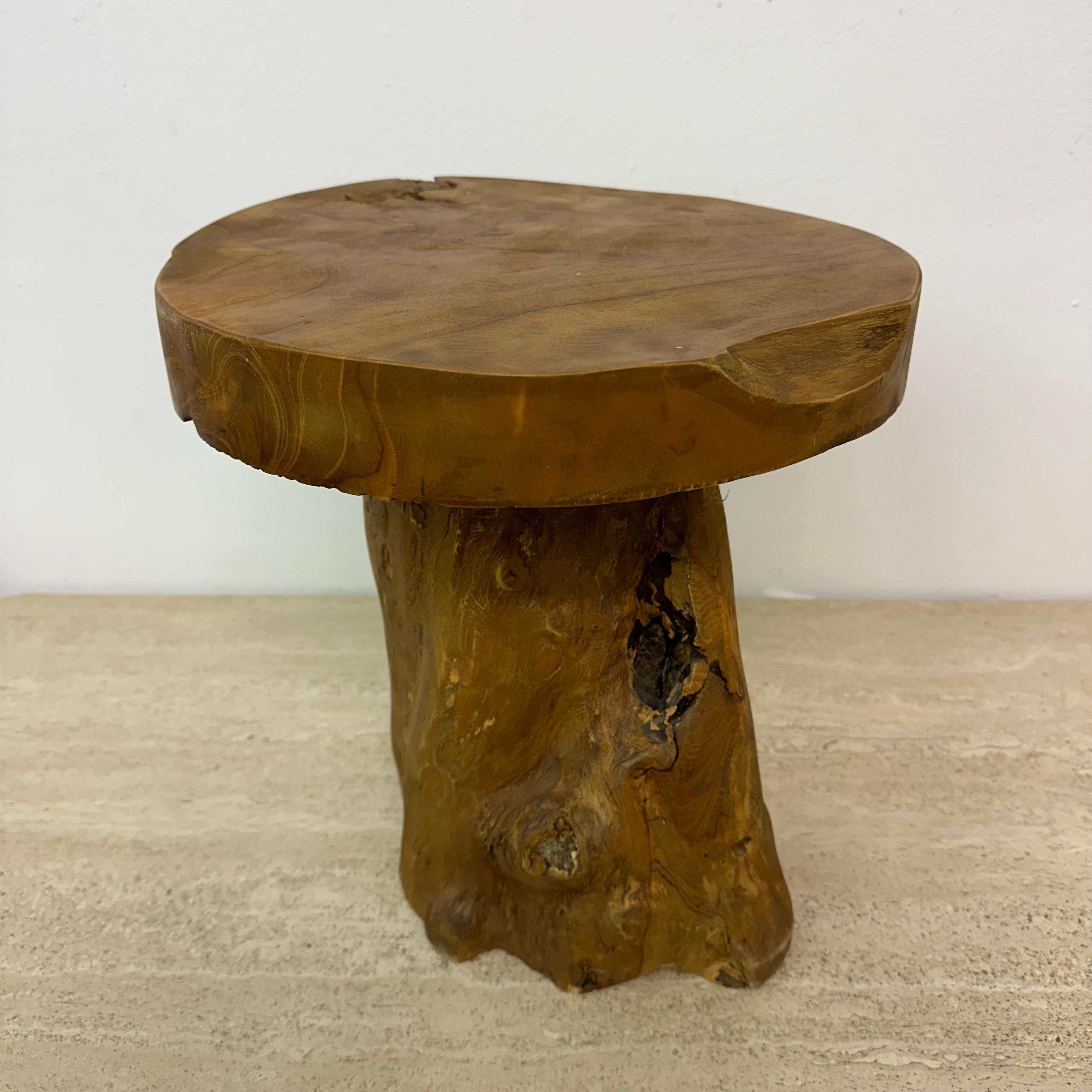 Solid wood tree side table , 1970s 9