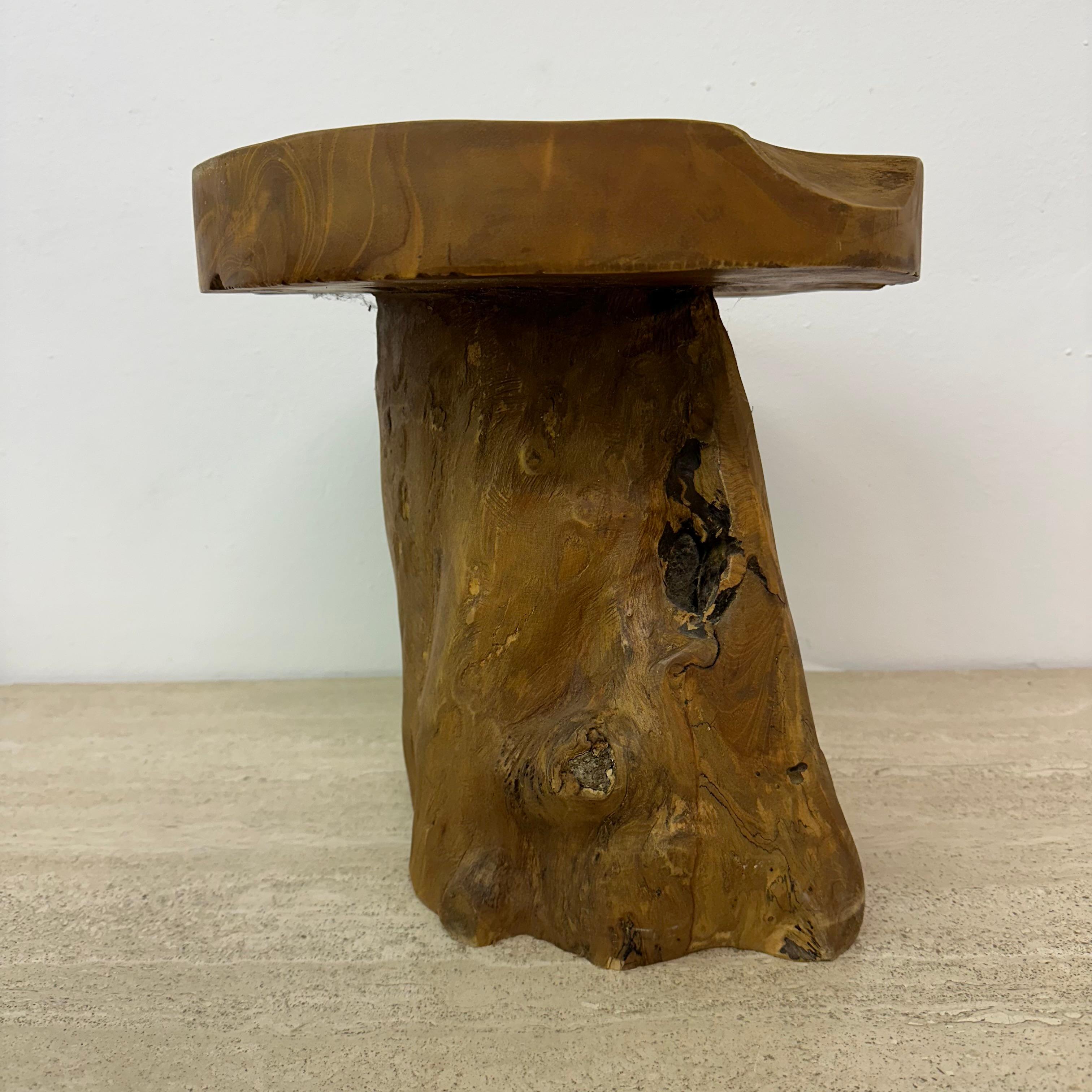 Solid wood tree side table , 1970s 10