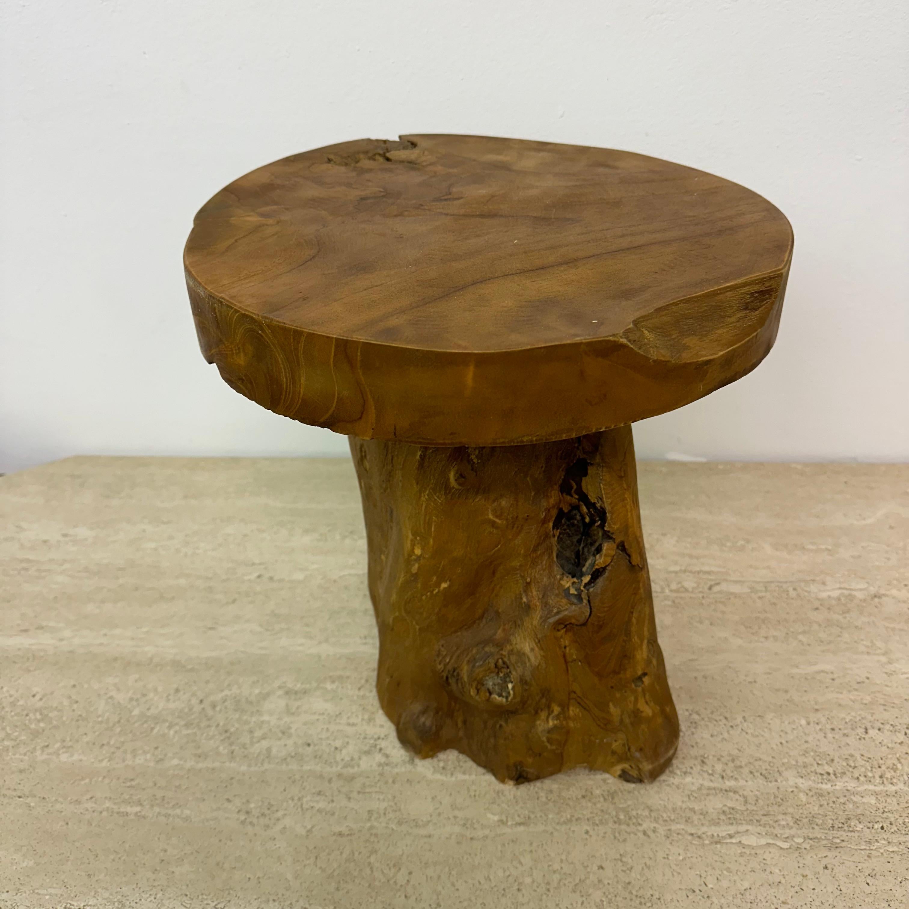 Solid wood tree side table , 1970s 11